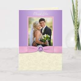 Lavendel, Roze, en Ivoor Foto Bedankkaart
