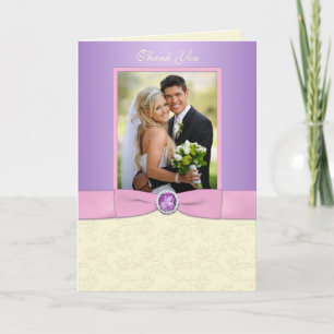 Lavendel, Roze, en Ivoor Foto Bedankkaart