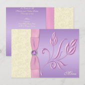 Lavendel, Roze en Ivoor Menu Kaart (Voorkant / Achterkant)