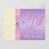 Lavendel, roze en ivoor Save the Date Briefkaart (Voorkant)