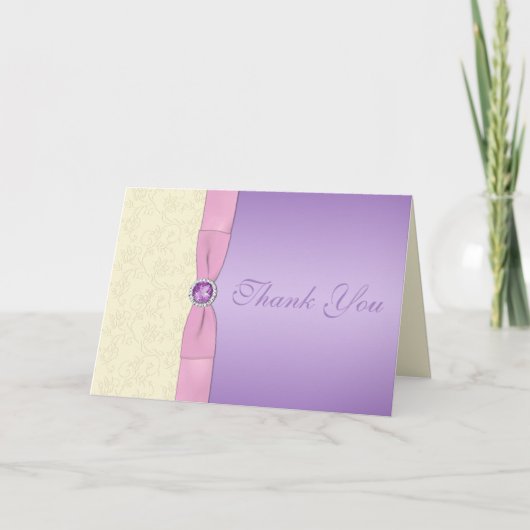 Lavendel, Roze en Ivoorkleurige Alternatieve Dankk Bedankkaart (Voorkant)