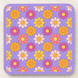 Lavendel Roze Geel Groovy Flowers Onderzetter