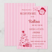 Lavendel Roze Geruite Kerst Open Huis Uitnodiging (Voorkant / Achterkant)