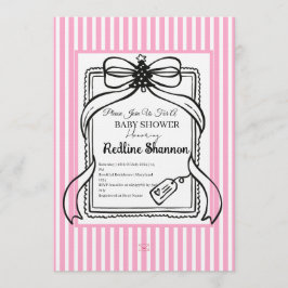 Lavendel Roze Gestreepte Strik Baby Shower Kaart