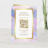 Lavendel Roze Goud Agaat Marmer QR Code Trouwen (Achterkant)