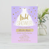 Lavendel Roze & Goud Vrijgezellenfeest Trouwjurk Kaart (Staand voorkant)