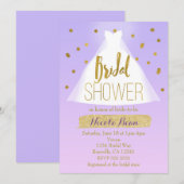 Lavendel Roze & Goud Vrijgezellenfeest Trouwjurk Kaart (Voorkant / Achterkant)