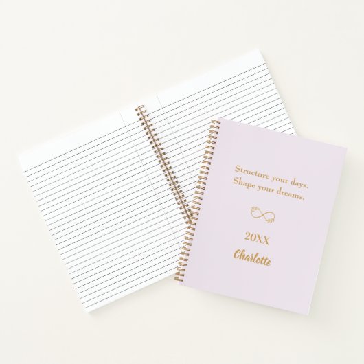 Lavendel roze gouden inspirerend quote notitieboek (Binnen)