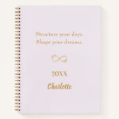 Lavendel roze gouden inspirerend quote notitieboek (Voorkant)