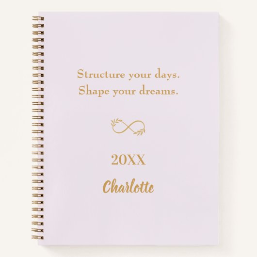 Lavendel roze gouden inspirerend quote notitieboek (Voorkant)