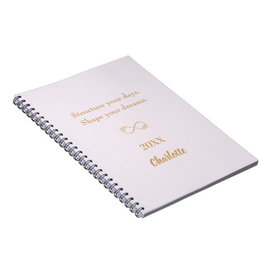 Lavendel roze gouden inspirerend quote notitieboek (Rechterzijde)