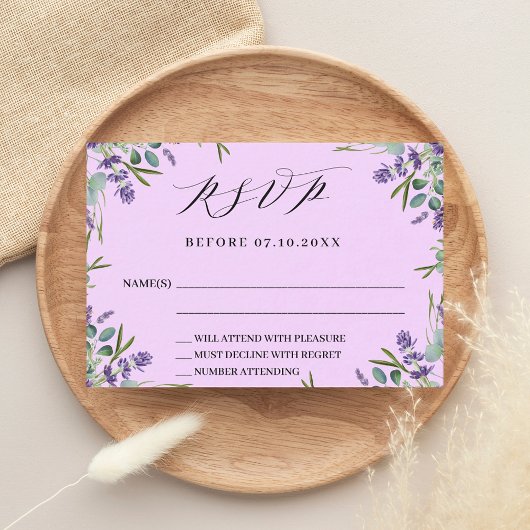 Lavendel roze groen bruiloft reactie RSVP Notitiekaartje