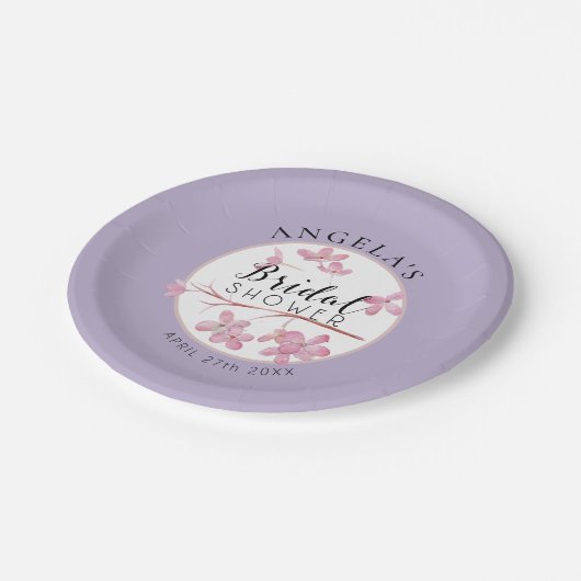 Lavendel Roze Lila Blossom Vrijgezellenfeest Papieren Bordje (Gekanteld)