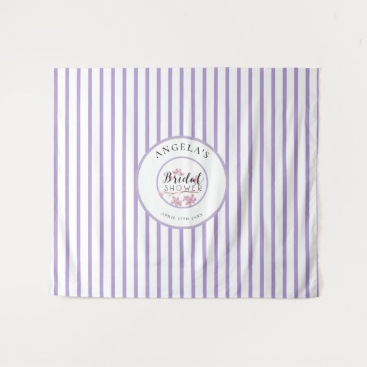 Lavendel roze Lila strepen Vrijgezellenfeest Wandkleed (Voorkant (horizontaal))