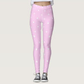 Lavendel Roze met witte stippen Leggings (Voorkant)