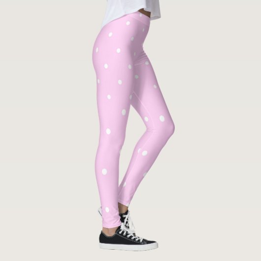 Lavendel Roze met witte stippen Leggings (Rechts)