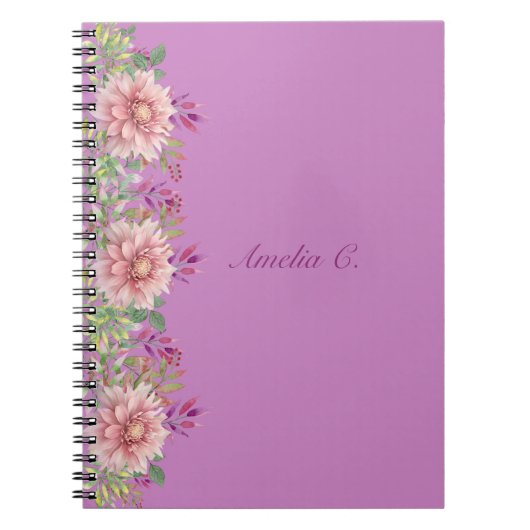  Lavendel & Roze Pastel Waterverf Bloemen Notitieboek (Voorkant)