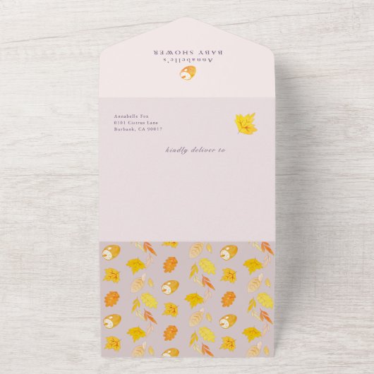 Lavendel Roze Pompoen Baby shower All In One Uitnodiging (Buitenkant)