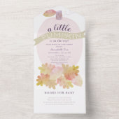 Lavendel Roze Pompoen Baby shower All In One Uitnodiging (Binnen)