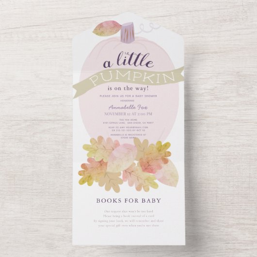 Lavendel Roze Pompoen Baby shower All In One Uitnodiging (Binnen)