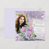 Lavendel Roze Quinceanera Kaart (Voorkant / Achterkant)