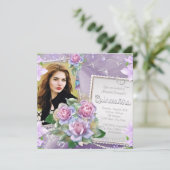 Lavendel Roze Quinceanera Kaart (Staand voorkant)