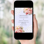 Lavendel roze roos goud bloemenkant luxe bruiloft kaart