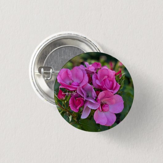 lavendel roze roos ronde button 3,2 cm (Voorkant /achterkant)