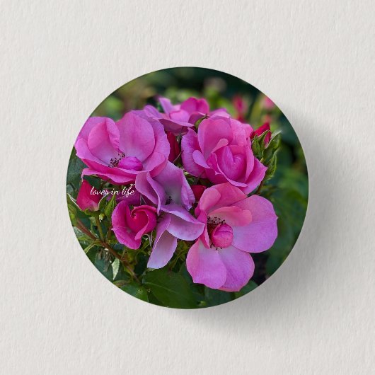 lavendel roze roos ronde button 3,2 cm (Voorkant)