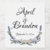 Lavendel, roze rozen en Eucalyptus | romantisch Wijn Etiket (Enkel label)