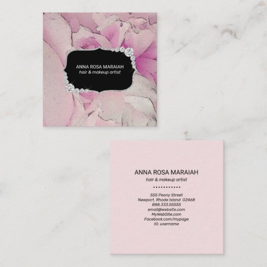 *~* Lavendel Roze Schoonheidskunstenaar Diamant Bl Vierkante Visitekaartje (Voorkant / Achterkant)
