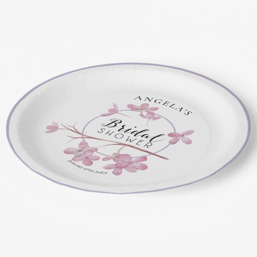 Lavendel Roze Sering Bloesem Bruiloft Feest Papieren Bordje (Gekanteld)