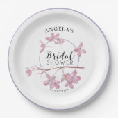 Lavendel Roze Sering Bloesem Bruiloft Feest Papieren Bordje (Voorkant)
