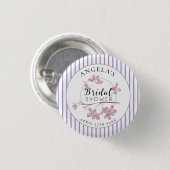 Lavendel Roze Sering Strepen Bruidsdouche Ronde Button 3,2 Cm (Voorkant /achterkant)