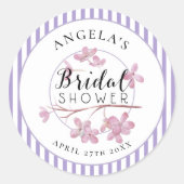 Lavendel Roze Sering Strepen Bruidsmeisjesfeest  Ronde Sticker (Voorkant)