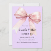 Lavendel roze strik elegant Sweet 16 Kaart (Voorkant)