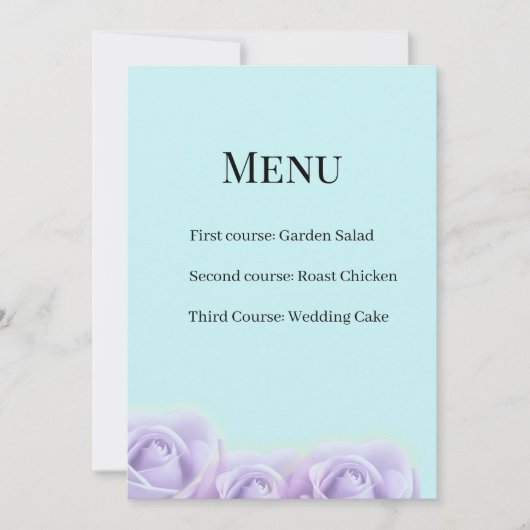 Lavendel Roze Trouw Menu Kaart (Voorkant)