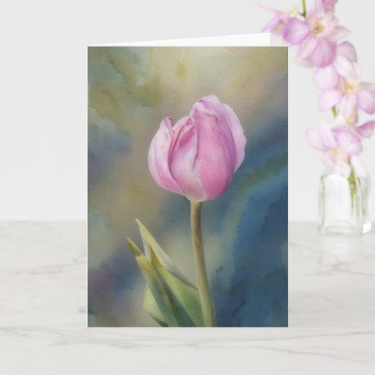 Lavendel Roze Tulp Bloem Art Note Kaart (Orchidee)
