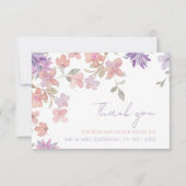 Lavendel Roze Whimsical Wilde Bloemen Bruiloft Bedankkaart (Voorkant)