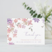 Lavendel Roze Whimsical Wilde Bloemen Bruiloft Bedankkaart (Staand voorkant)