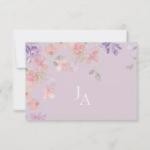 Lavendel Roze Whimsical Wilde Bloemen Bruiloft Bedankkaart (Achterkant)
