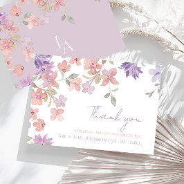 Lavendel Roze Whimsical Wilde Bloemen Bruiloft Bedankkaart