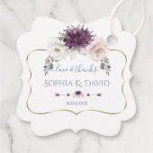 Lavendel Roze Witte Bloemige Gouden Bruiloft Bedankjes Labels (Achterkant)