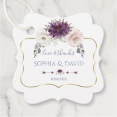 Lavendel Roze Witte Bloemige Gouden Bruiloft Bedankjes Labels (Voorkant)