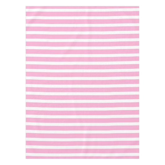 Lavendel Roze Witte Eenvoudige Horizontale Gestree Tafelkleed (Voorkant)