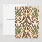 Lavendel Rozemarijn Gouden Scroll Patroon Briefkaart (Voorkant / Achterkant)