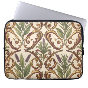 Lavendel Rozemarijn Gouden Scroll Patroon Laptop Sleeve