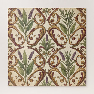 Lavendel Rozemarijn Gouden Scroll Patroon Legpuzzel
