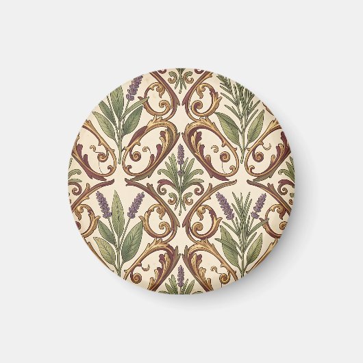 Lavendel Rozemarijn Gouden Scroll Patroon Magneet (Voorkant)