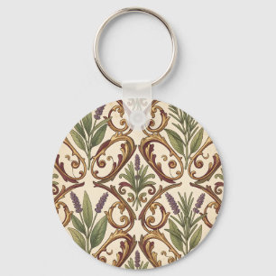 Lavendel Rozemarijn Gouden Scroll Patroon  Sleutelhanger